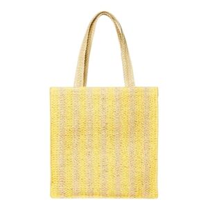 Universal Thread Straw Crochet Tote Handbag Beach Bag Tan Yellow